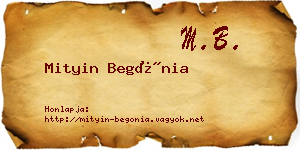 Mityin Begónia névjegykártya